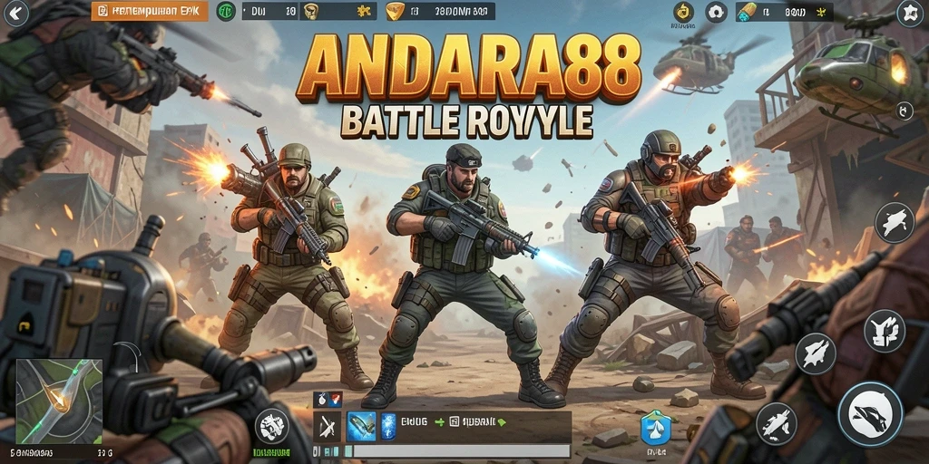 Tampilan menarik dari gameplay seru ANDARA88 di arena Battle Royale.