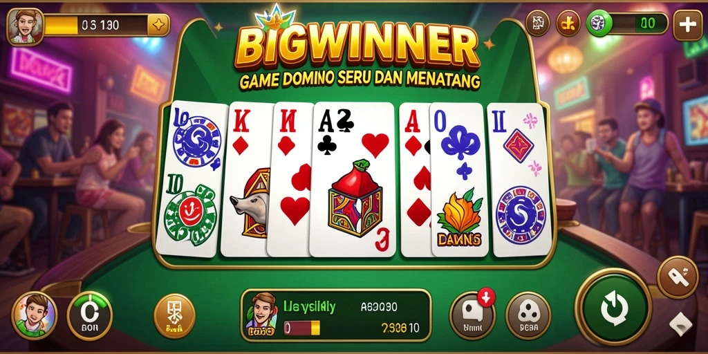 Screenshot gameplay BIGWINNER yang menampilkan momen seru permainan Domino.