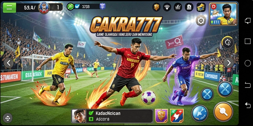 Tampilan gameplay di CAKRA777 menunjukkan aksi olahraga yang seru.