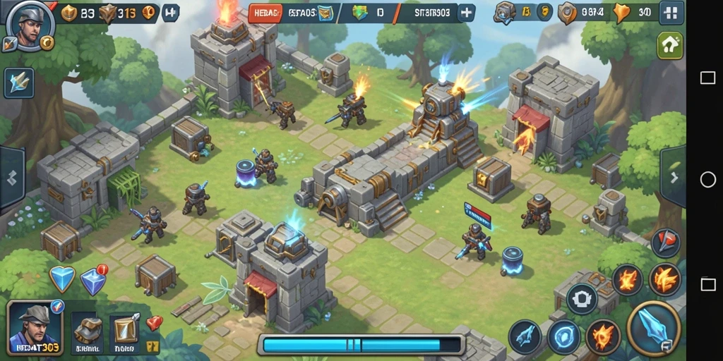 Screenshot gameplay HEBAT303 yang mendebarkan dalam Tower Defense.