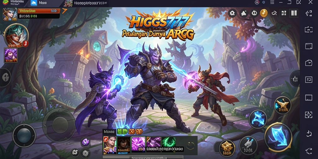 Screenshot HIGGS777 menunjukkan aksi pertarungan seru dalam gameplay ARPG.