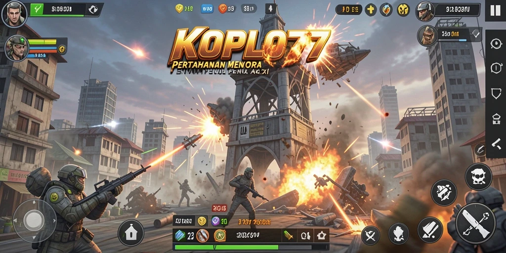 Tampilan gameplay KOPLO77 dengan strategi menara yang mendebarkan.