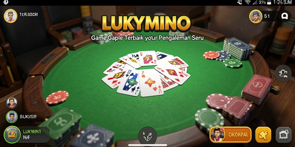 Tampilan gameplay seru permainan Gaple LUKYMINO.