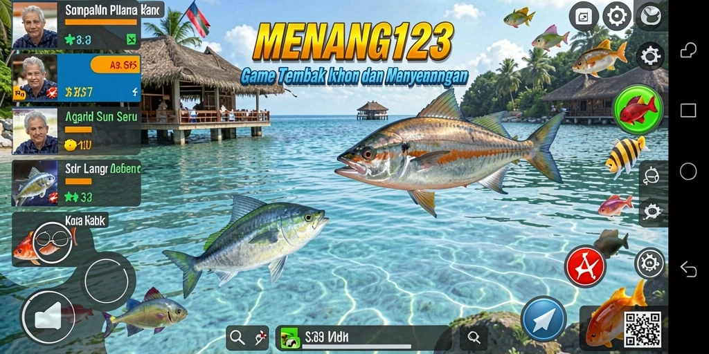 Tampilan gameplay seru MENANG123 saat menembak ikan.