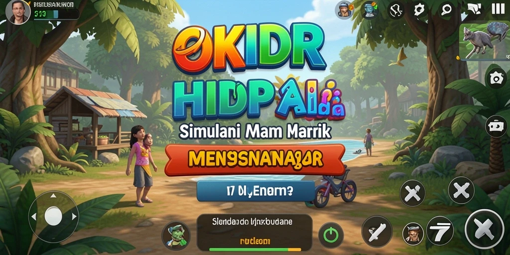 Screenshot gameplay OKIDR yang menunjukkan karakter dalam simulasi kehidupan.