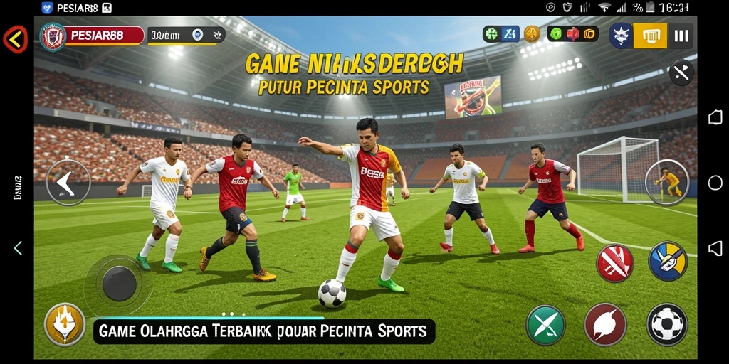 Screenshot PESIAR88 menampilkan aksi olahraga yang mendebarkan.