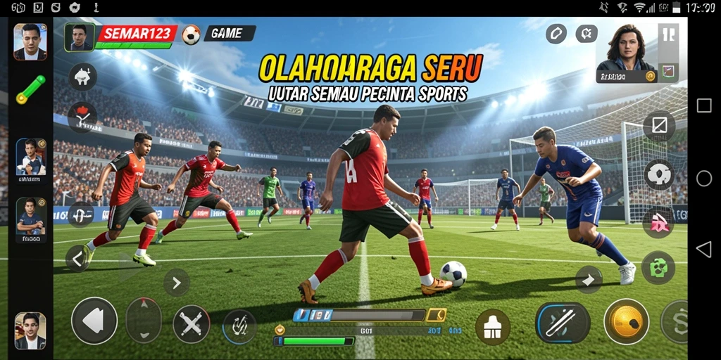 Tampilan gameplay SEMAR123 dengan karakter olahraga yang dinamis dan penuh aksi.