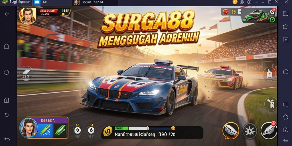 Gameplay mendebarkan balap mobil di SURGA88.