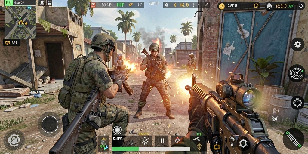Tangkapan layar gameplay SVIP10 menampilkan aksi tembak-menembak yang mendebarkan.